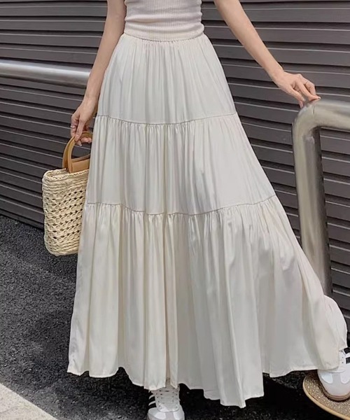 SPIGA(スピーガ)の「ティアードロングスカート(スカート・レディース・ホワイト/ブラック/ベージュ・FREE)」の5枚目の写真