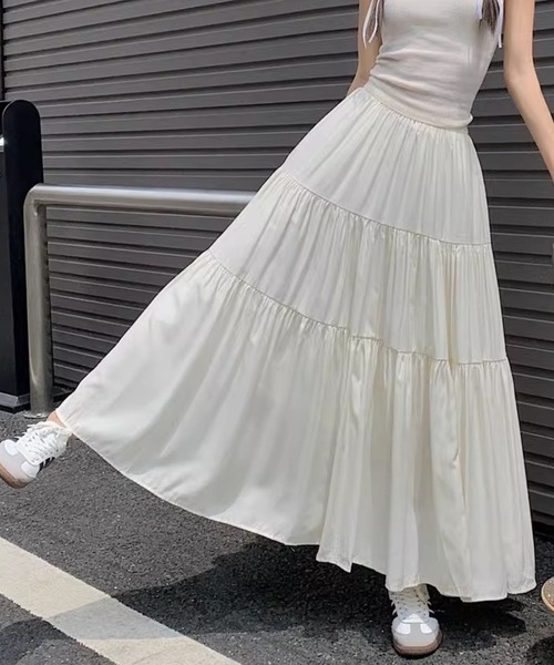 SPIGA(スピーガ)の「ティアードロングスカート(スカート・レディース・ホワイト/ブラック/ベージュ・FREE)」の6枚目の写真