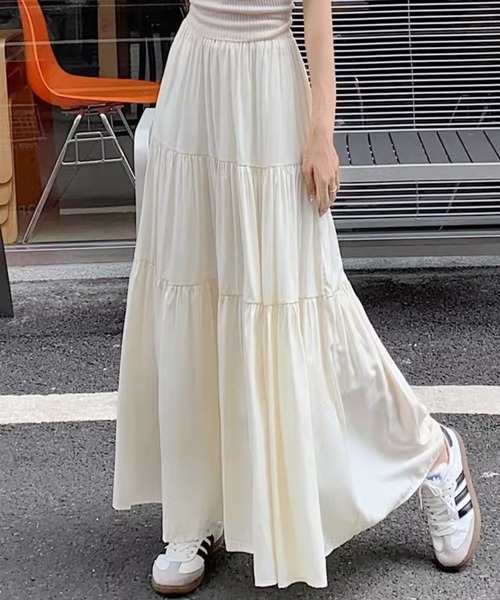 SPIGA(スピーガ)の「ティアードロングスカート(スカート・レディース・ホワイト/ブラック/ベージュ・FREE)」の7枚目の写真