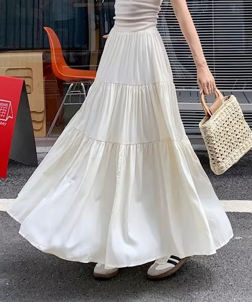 SPIGA(スピーガ)の「ティアードロングスカート(スカート・レディース・ホワイト/ブラック/ベージュ・FREE)」の8枚目の写真