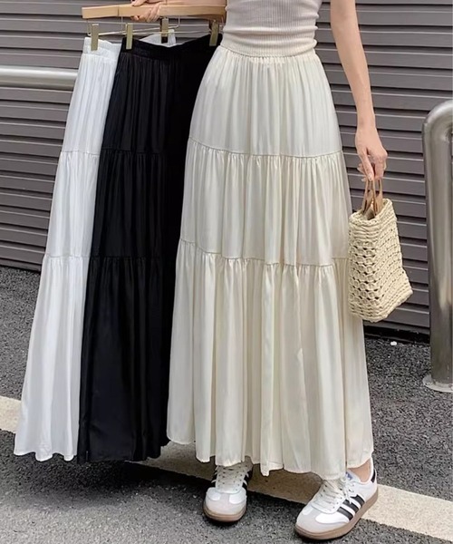 SPIGA(スピーガ)の「ティアードロングスカート(スカート・レディース・ホワイト/ブラック/ベージュ・FREE)」の9枚目の写真