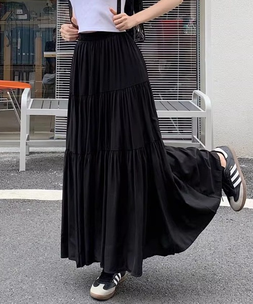 SPIGA(スピーガ)の「ティアードロングスカート(スカート・レディース・ホワイト/ブラック/ベージュ・FREE)」の11枚目の写真