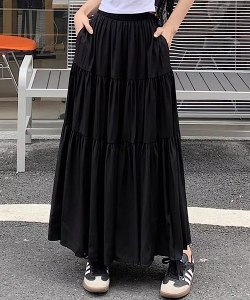 SPIGA(スピーガ)の「ティアードロングスカート(スカート・レディース・ホワイト/ブラック/ベージュ・FREE)」の13枚目の写真
