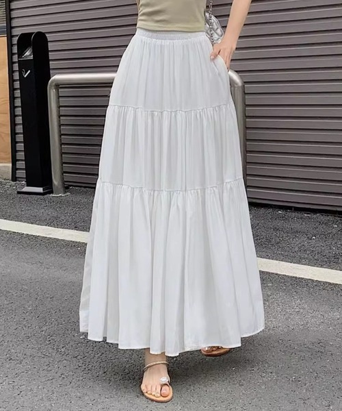 SPIGA(スピーガ)の「ティアードロングスカート(スカート・レディース・ホワイト/ブラック/ベージュ・FREE)」の15枚目の写真