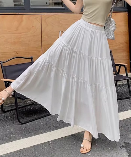 SPIGA(スピーガ)の「ティアードロングスカート(スカート・レディース・ホワイト/ブラック/ベージュ・FREE)」の16枚目の写真