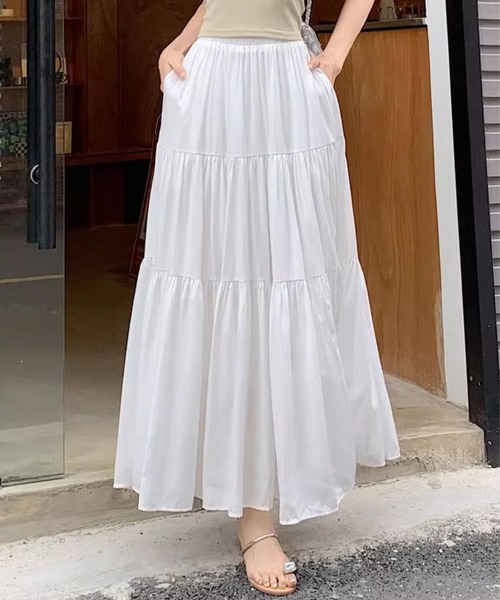 SPIGA(スピーガ)の「ティアードロングスカート(スカート・レディース・ホワイト/ブラック/ベージュ・FREE)」の17枚目の写真