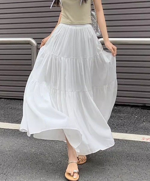 SPIGA(スピーガ)の「ティアードロングスカート(スカート・レディース・ホワイト/ブラック/ベージュ・FREE)」の19枚目の写真