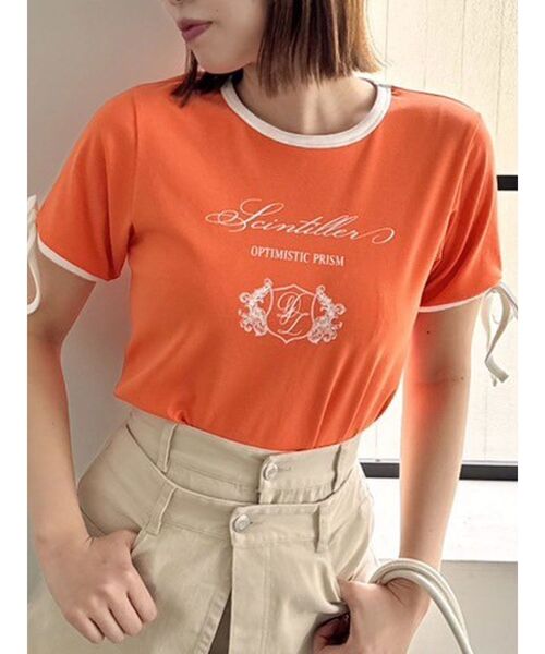 セール】リボンスリーブロゴTシャツ（Tシャツ/カットソー）｜dazzlin
