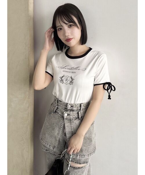 dazzlin(ダズリン)の「リボンスリーブロゴTシャツ(Tシャツ/カットソー・レディース・オレンジ/ブルー/オフホワイト・FREE)」の5枚目の写真