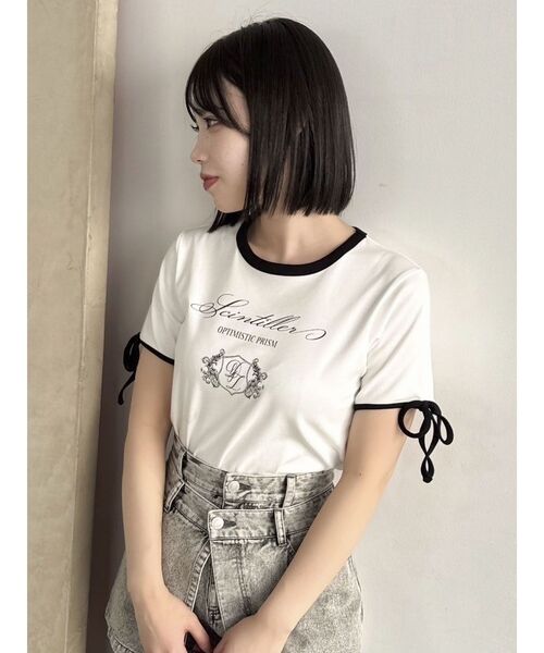 dazzlin(ダズリン)の「リボンスリーブロゴTシャツ(Tシャツ/カットソー・レディース・オレンジ/ブルー/オフホワイト・FREE)」の7枚目の写真