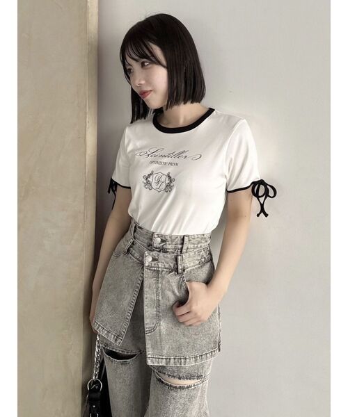 dazzlin(ダズリン)の「リボンスリーブロゴTシャツ(Tシャツ/カットソー・レディース・オレンジ/ブルー/オフホワイト・FREE)」の8枚目の写真