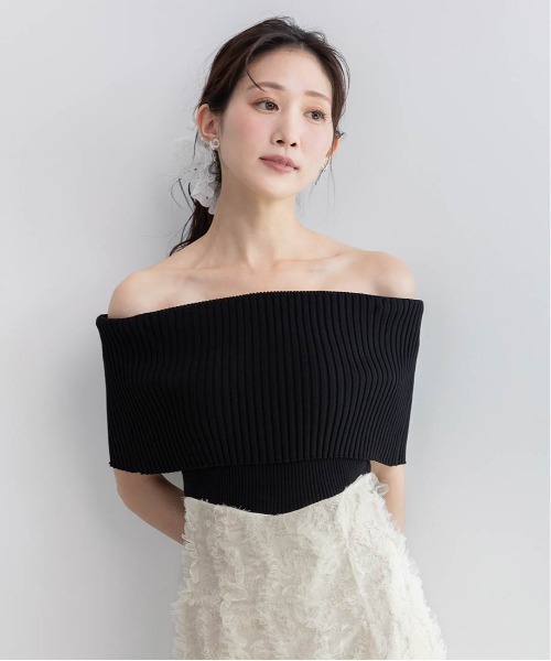 【新品】RANDA オフショルニットドッキングワンピース （カーキ）0サイズ オフショルニットドッキングワンピース（ワンピース）｜RANDA（ランダ