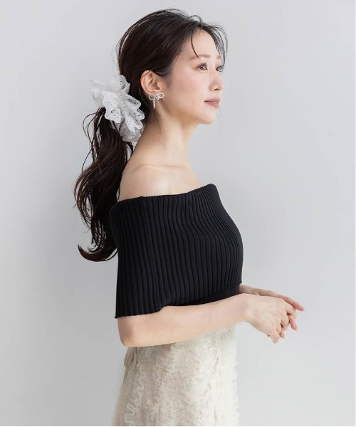 RANDA（ランダ）の「オフショルニットドッキングワンピース（ワンピース・レディース・ブラック/クリーム/カーキ・1/0）」の5枚目の写真