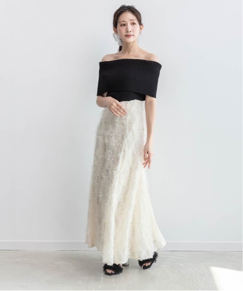 RANDA（ランダ）の「オフショルニットドッキングワンピース（ワンピース・レディース・ブラック/クリーム/カーキ・1/0）」の8枚目の写真