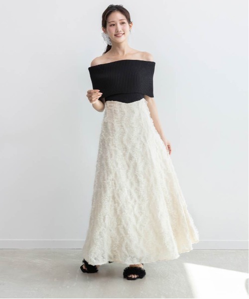 RANDA（ランダ）の「オフショルニットドッキングワンピース（ワンピース・レディース・ブラック/クリーム/カーキ・1/0）」の10枚目の写真