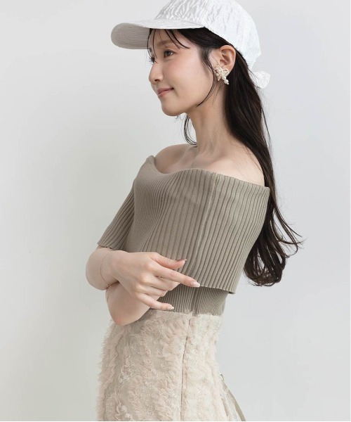 オフショルニットドッキングワンピース（ワンピース）｜RANDA