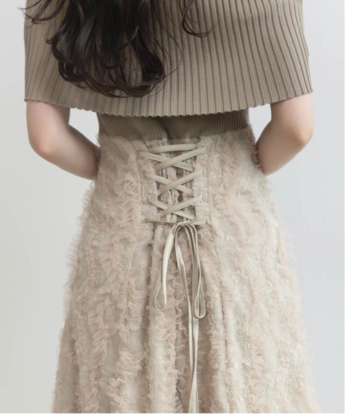 RANDA（ランダ）の「オフショルニットドッキングワンピース（ワンピース・レディース・ブラック/クリーム/カーキ・1/0）」の16枚目の写真