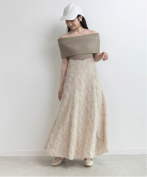 RANDA（ランダ）の「オフショルニットドッキングワンピース（ワンピース・レディース・ブラック/クリーム/カーキ・1/0）」の17枚目の写真