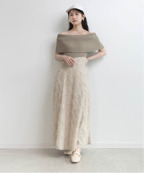 RANDA（ランダ）の「オフショルニットドッキングワンピース（ワンピース・レディース・ブラック/クリーム/カーキ・1/0）」の20枚目の写真