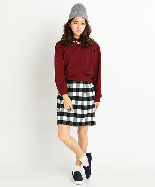 RAY CASSIN（レイカズン）の「ブロックチェックタイトスカート（non･no12月号掲載）（スカート・レディース・ブラック/グリーン/オフホワイト・FREE）」の2枚目の写真