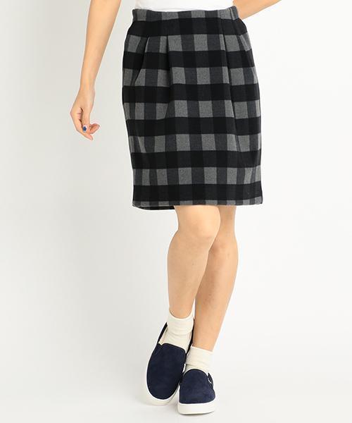 RAY CASSIN（レイカズン）の「ブロックチェックタイトスカート（non･no12月号掲載）（スカート・レディース・ブラック/グリーン/オフホワイト・FREE）」の3枚目の写真