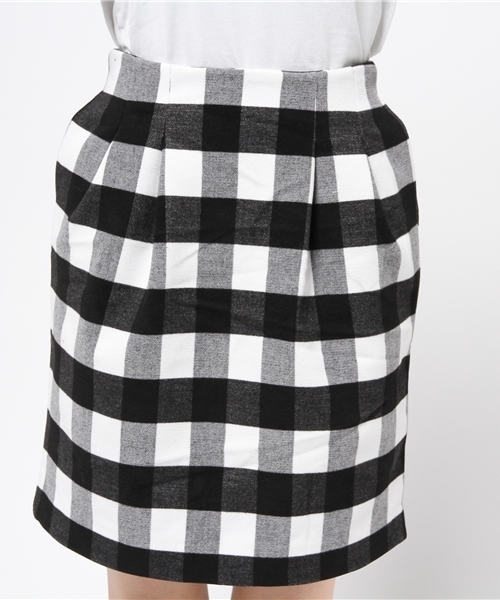RAY CASSIN（レイカズン）の「ブロックチェックタイトスカート（non･no12月号掲載）（スカート・レディース・ブラック/グリーン/オフホワイト・FREE）」の7枚目の写真