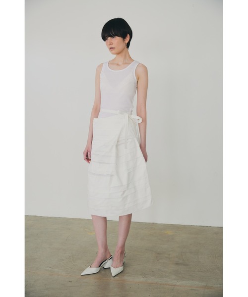 Abor(アボア)の「【Abor】Random Tucks Skirt/ランダムタックスカート(スカート・レディース・ブラック/ホワイト・FREE)」の6枚目の写真