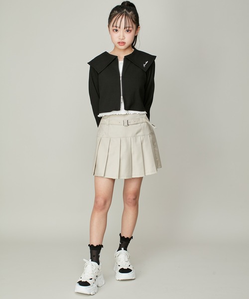 JENNI love(ジェニィラブ)の「えり付きダブルZIPテレコカーデ(カーディガン/ボレロ・キッズ・グレー/オフホワイト/ブラック・140cm/130cm/160cm/150cm)」の7枚目の写真