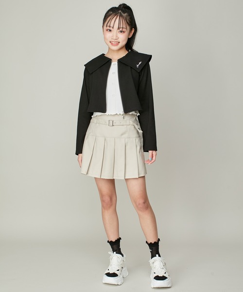 JENNI love(ジェニィラブ)の「えり付きダブルZIPテレコカーデ(カーディガン/ボレロ・キッズ・グレー/オフホワイト/ブラック・140cm/130cm/160cm/150cm)」の9枚目の写真