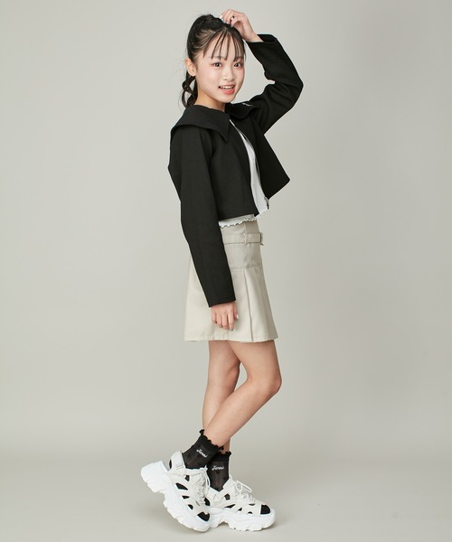 JENNI love(ジェニィラブ)の「えり付きダブルZIPテレコカーデ(カーディガン/ボレロ・キッズ・グレー/オフホワイト/ブラック・140cm/130cm/160cm/150cm)」の10枚目の写真