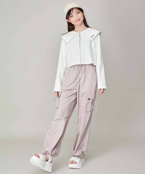 JENNI love(ジェニィラブ)の「えり付きダブルZIPテレコカーデ(カーディガン/ボレロ・キッズ・グレー/オフホワイト/ブラック・140cm/130cm/160cm/150cm)」の4枚目の写真