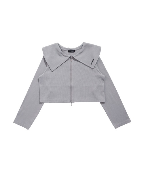 JENNI love(ジェニィラブ)の「えり付きダブルZIPテレコカーデ(カーディガン/ボレロ・キッズ・グレー/オフホワイト/ブラック・140cm/130cm/160cm/150cm)」の14枚目の写真