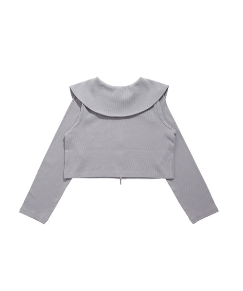 JENNI love(ジェニィラブ)の「えり付きダブルZIPテレコカーデ(カーディガン/ボレロ・キッズ・グレー/オフホワイト/ブラック・140cm/130cm/160cm/150cm)」の15枚目の写真