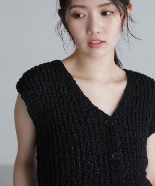 FREE'S MART（フリーズマート）の「◆ファンシーヤーンVネックベスト（ベスト・レディース・ブラック/ホワイト/グレー/オレンジ・FREE）」の11枚目の写真