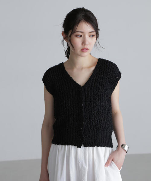 FREE'S MART（フリーズマート）の「◆ファンシーヤーンVネックベスト（ベスト・レディース・ブラック/ホワイト/グレー/オレンジ・FREE）」の10枚目の写真