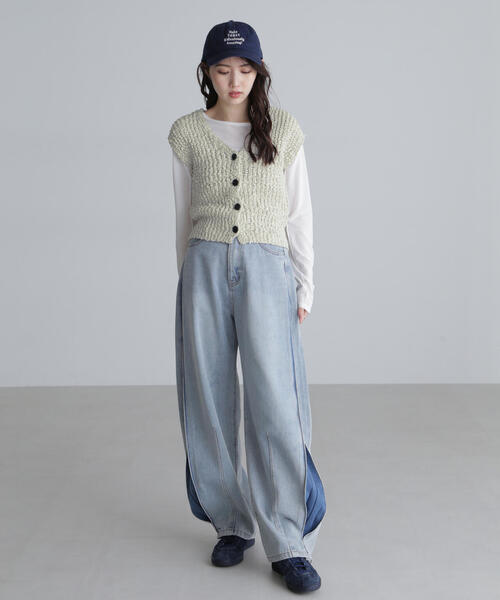 FREE'S MART（フリーズマート）の「◆ファンシーヤーンVネックベスト（ベスト・レディース・ブラック/ホワイト/グレー/オレンジ・FREE）」の19枚目の写真