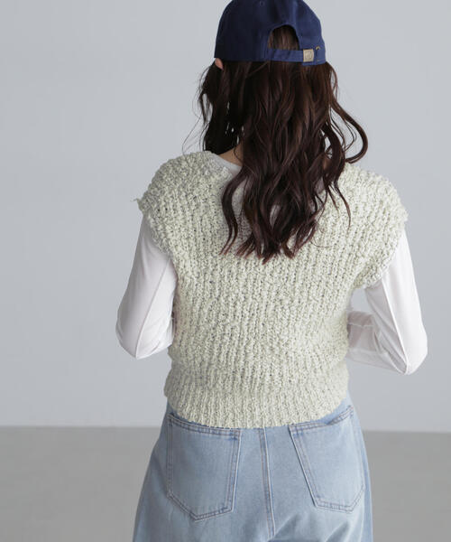 FREE'S MART（フリーズマート）の「◆ファンシーヤーンVネックベスト（ベスト・レディース・ブラック/ホワイト/グレー/オレンジ・FREE）」の16枚目の写真