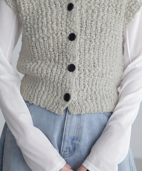 FREE'S MART（フリーズマート）の「◆ファンシーヤーンVネックベスト（ベスト・レディース・ブラック/ホワイト/グレー/オレンジ・FREE）」の14枚目の写真