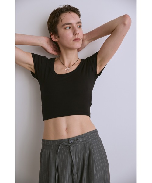 un/neu(アンノイ)の「カップ付きバックオープンコンパクトT(Tシャツ/カットソー・レディース・ホワイト/ブラック・FREE)」の19枚目の写真