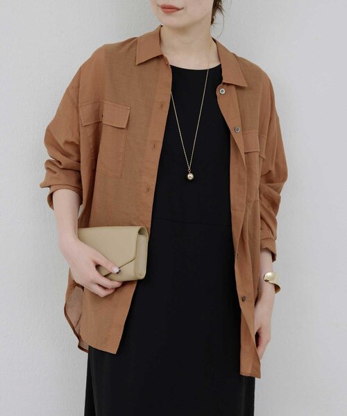 GALLARDAGALANTE（ガリャルダガランテ）の「ローンシャツ（シャツ/ブラウス・レディース・サックスブルー/ベージュ/ホワイト/チャコールグレー/オレンジ/ブラック・FREE）」の6枚目の写真