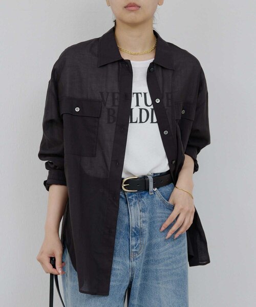 GALLARDAGALANTE（ガリャルダガランテ）の「ローンシャツ（シャツ/ブラウス・レディース・サックスブルー/ベージュ/ホワイト/チャコールグレー/オレンジ/ブラック・FREE）」の3枚目の写真