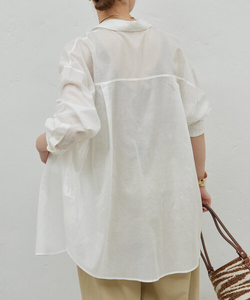 GALLARDAGALANTE（ガリャルダガランテ）の「ローンシャツ（シャツ/ブラウス・レディース・サックスブルー/ベージュ/ホワイト/チャコールグレー/オレンジ/ブラック・FREE）」の9枚目の写真