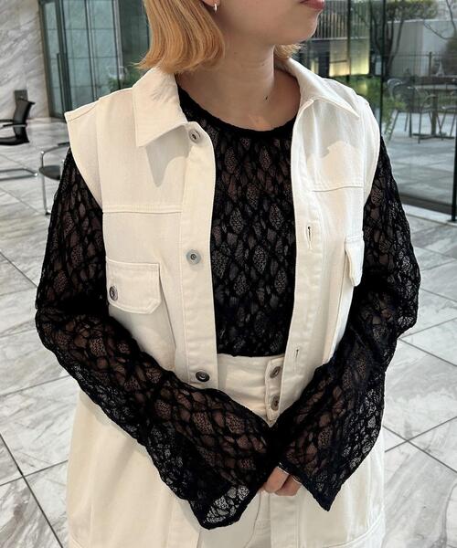 GALLEST(ギャレスト)の「【ZOZO限定】レースベルスリーブカットソー(Tシャツ/カットソー・レディース・ホワイト/ブラック・38)」の3枚目の写真