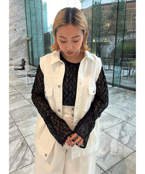 GALLEST(ギャレスト)の「【ZOZO限定】レースベルスリーブカットソー(Tシャツ/カットソー・レディース・ホワイト/ブラック・38)」の7枚目の写真