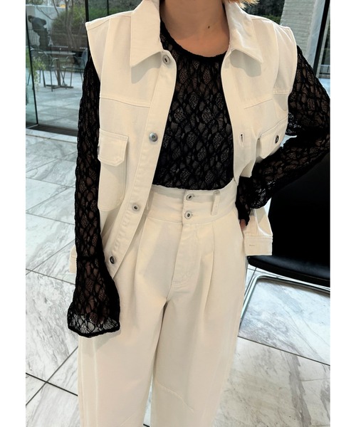 GALLEST(ギャレスト)の「【ZOZO限定】レースベルスリーブカットソー(Tシャツ/カットソー・レディース・ホワイト/ブラック・38)」の5枚目の写真