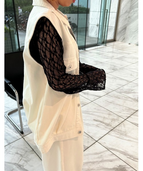 GALLEST(ギャレスト)の「【ZOZO限定】レースベルスリーブカットソー(Tシャツ/カットソー・レディース・ホワイト/ブラック・38)」の6枚目の写真