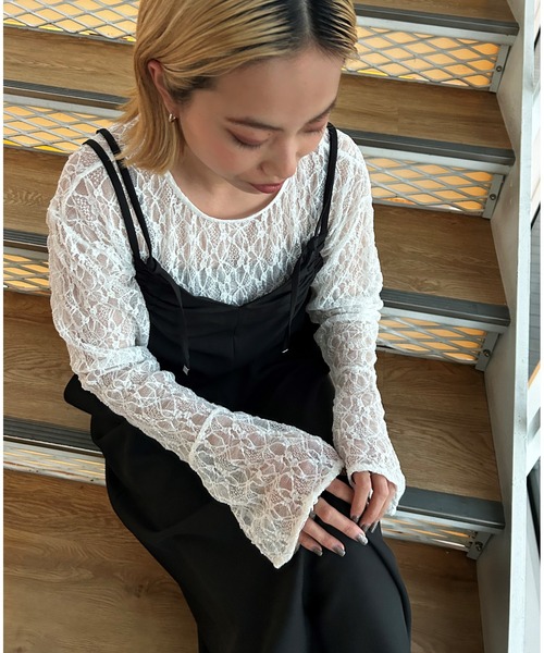 GALLEST(ギャレスト)の「【ZOZO限定】レースベルスリーブカットソー(Tシャツ/カットソー・レディース・ホワイト/ブラック・38)」の10枚目の写真