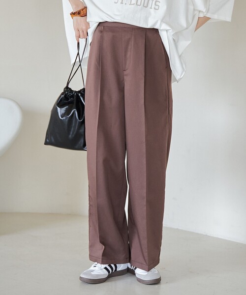 coen（コーエン）の「【接触冷感】イージービューティワイドパンツ（WEB限定サイズ）（スラックス・レディース・ブラック/ブラウン/コバルトブルー・S/M/L/XL）」の2枚目の写真