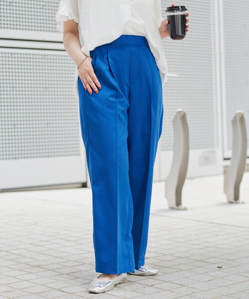 coen（コーエン）の「【接触冷感】イージービューティワイドパンツ（WEB限定サイズ）（スラックス・レディース・ブラック/ブラウン/コバルトブルー・S/M/L/XL）」の3枚目の写真