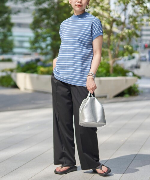 coen（コーエン）の「【接触冷感】イージービューティワイドパンツ（WEB限定サイズ）（スラックス・レディース・ブラック/ブラウン/コバルトブルー・S/M/L/XL）」の8枚目の写真